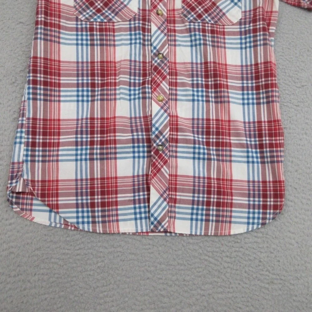 Vintage Levis Shirt Men S Red Blue White Plaid Preppy Americana Outdoorsy Casual